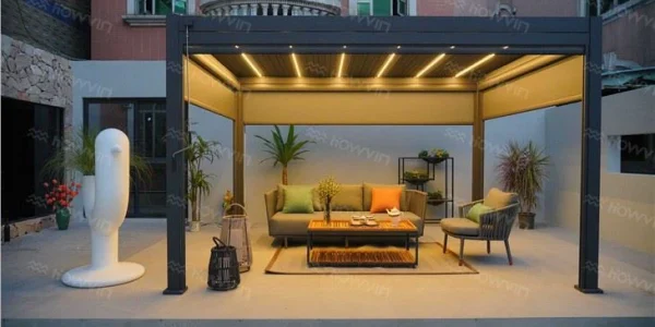 ergola metalica bioclimatica cu lamele aluminiu orientabile